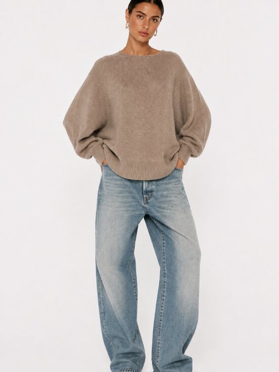 Nili Lotan Sweaters - 18-8 NILI LOTAN Wool Yak Blend Sweater Round Neck WOMENS L Beige Long Sleeve